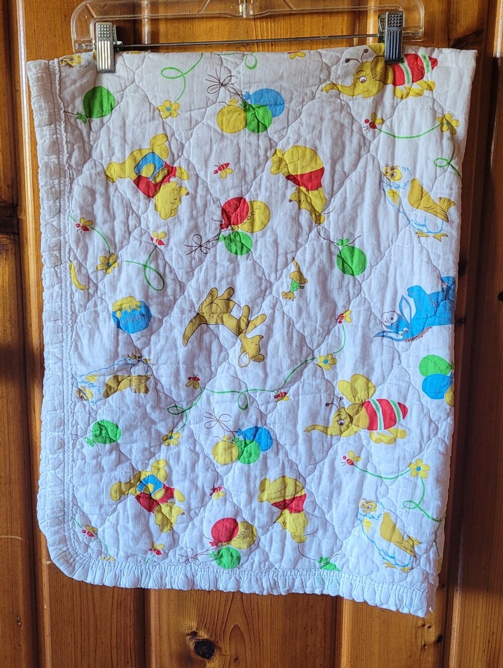 Vtg Winnie The Pooh Quilt Comforter Blanket Piglet Heffabee Eeyore Roo Balloons